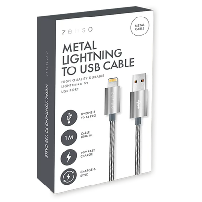 Zenso Metal Lightning To USB Cable 1m Hylledisplay
