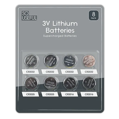 So Useful 3V Lithium Batteries 8pk Hylle Display