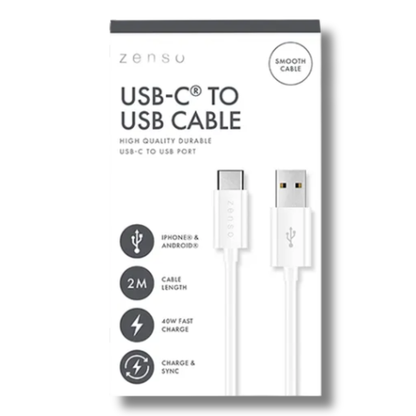 Zenso White Type-C To USB Cable 2m Hylledisplay