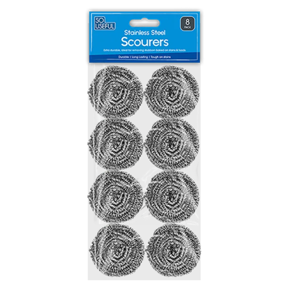 So Useful Stainless Steel Scourers 8pk - Mersalgsstrips