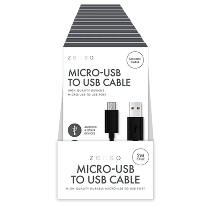 Zenso Black Micro-USB To USB Cable 2m Hylledisplay