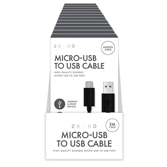 Zenso Black Micro-USB To USB Cable 2m Hylledisplay