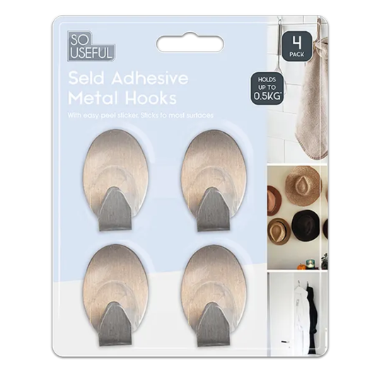 So Useful Self Adhesive Hooks 4pk - Mersalgsstrips