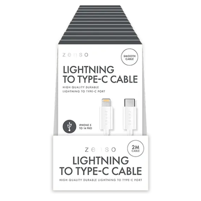 Zenso White Lightning To Type-C Cable 2m Hylledisplay