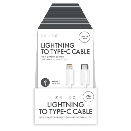 Zenso White Lightning To Type-C Cable 2m Hylledisplay