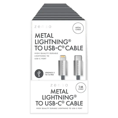 Zenso Metal Lightning To USB-C Cable 1m Hylle Display