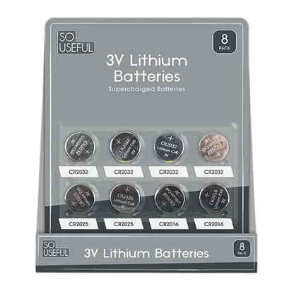 So Useful 3V Lithium Batteries 8pk Hylle Display