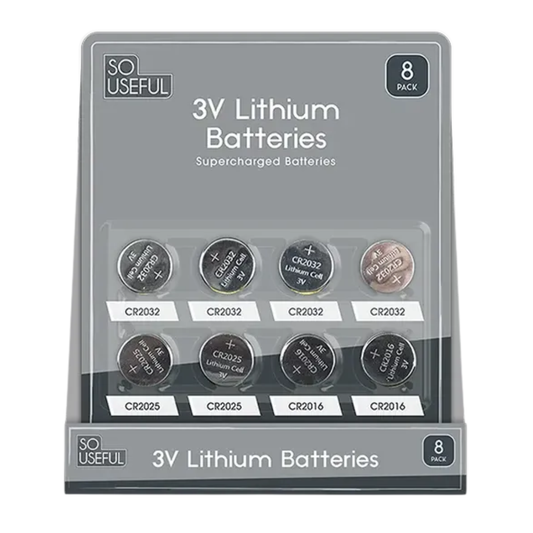 So Useful 3V Lithium Batteries 8pk Hylle Display