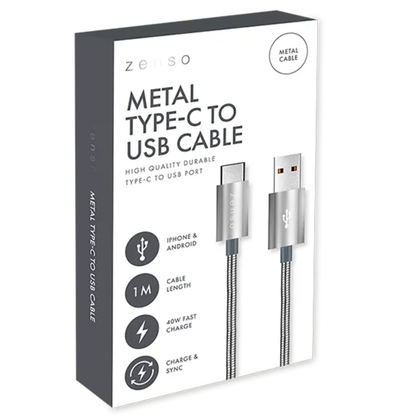 Zenso Metal Type-C To USB Cable 1m Hylledisplay