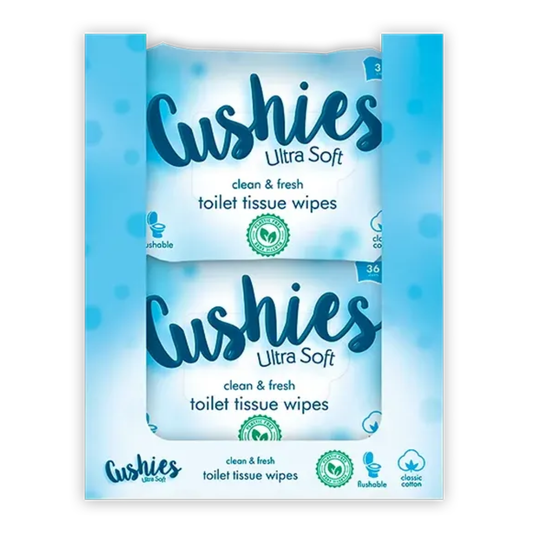 Cuchies Ultra Soft Toilet Tissue Wipes 36pk Hylledisplay