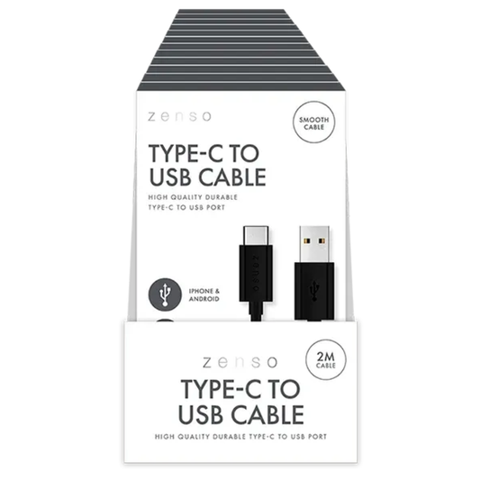 Zenso Black Type-C To USB Cable 2m Hylledisplay