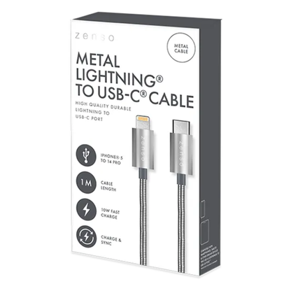 Zenso Metal Lightning To USB-C Cable 1m Hylle Display