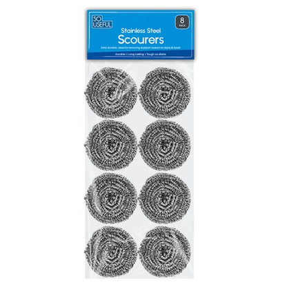 So Useful Stainless Steel Scourers 8pk Hylledisplay