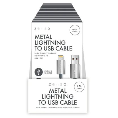 Zenso Metal Lightning To USB Cable 1m Hylledisplay