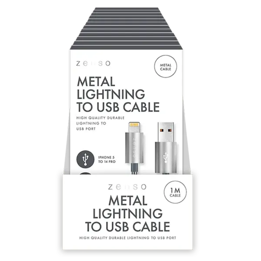 Zenso Metal Lightning To USB Cable 1m Hylledisplay