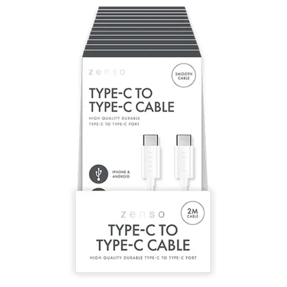 Zenso White Type-C To Type-C Cable 2m Hylledisplay