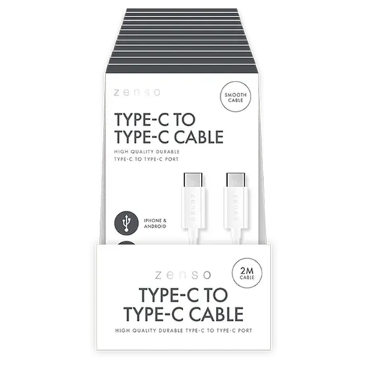 Zenso White Type-C To Type-C Cable 2m Hylledisplay