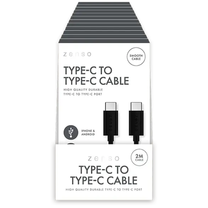 Zenso Black Type-C To Type-C Cable 2m Hylledisplay