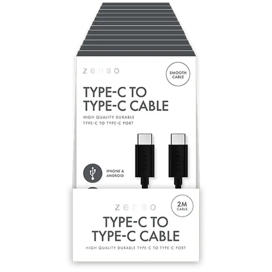 Zenso Black Type-C To Type-C Cable 2m Hylledisplay