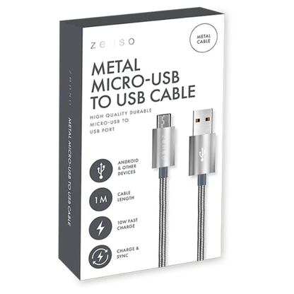 Zenso Metal Micro-USB To USB Cable 1m Hylledisplay