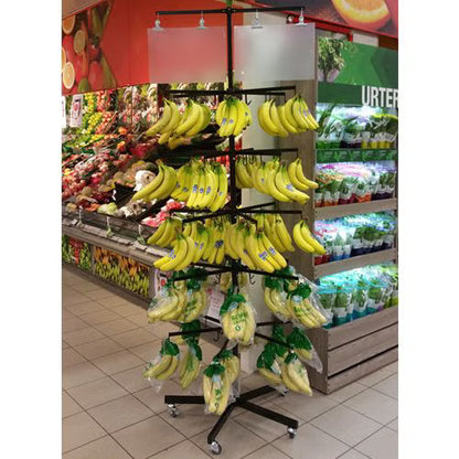 Nytt bananstativ på hjul – SMALL (60 kroker, butikkdisplay)